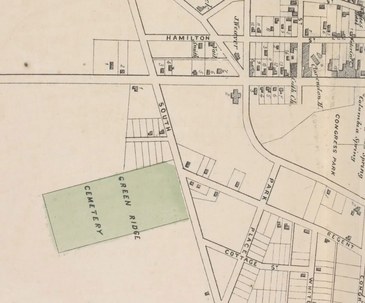 1866 Map of Saratoga Springs New York
