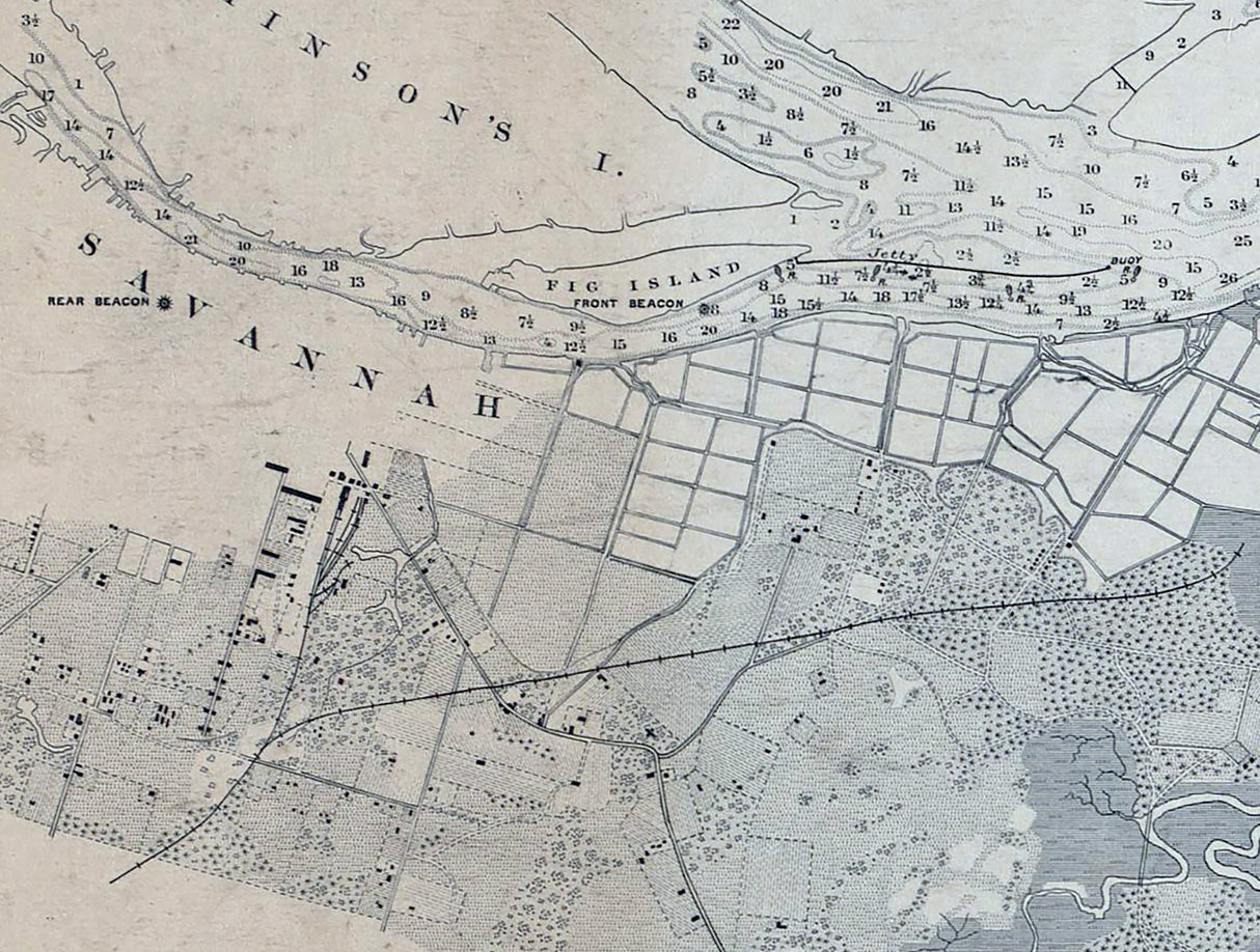 1878 Nautical Chart of Savannah River and Wassaw Sound Georgia