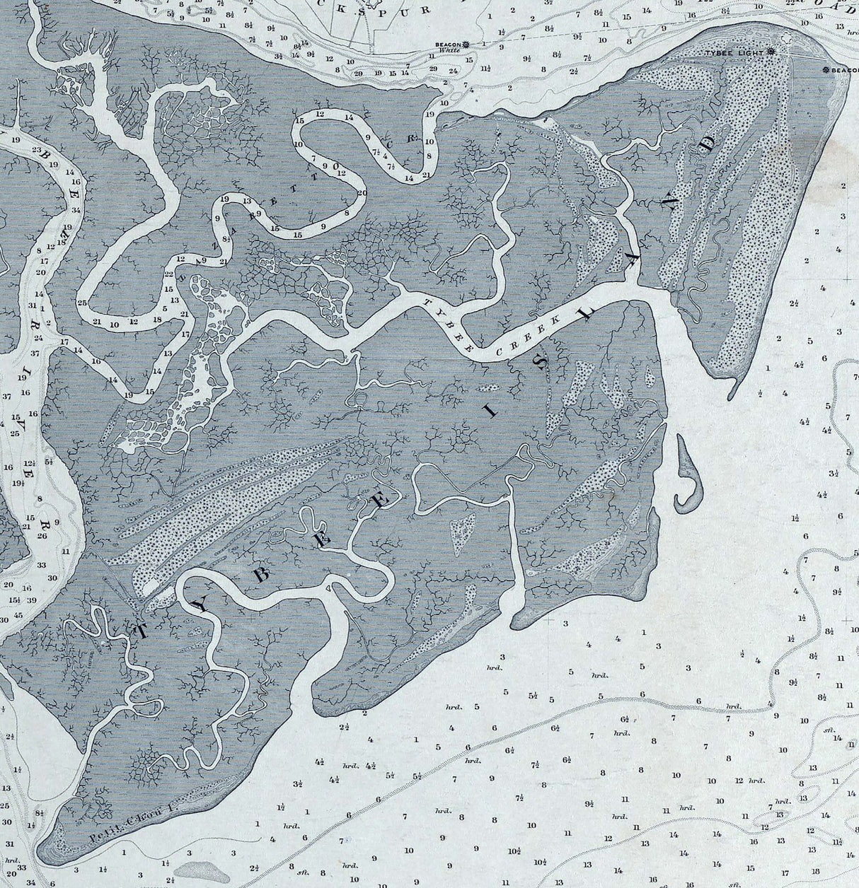 1878 Nautical Chart of Savannah River and Wassaw Sound Georgia