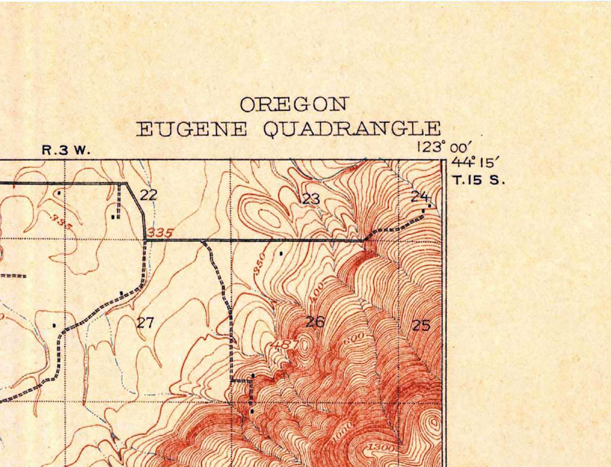 1910 Topo Map of Eugene Oregon