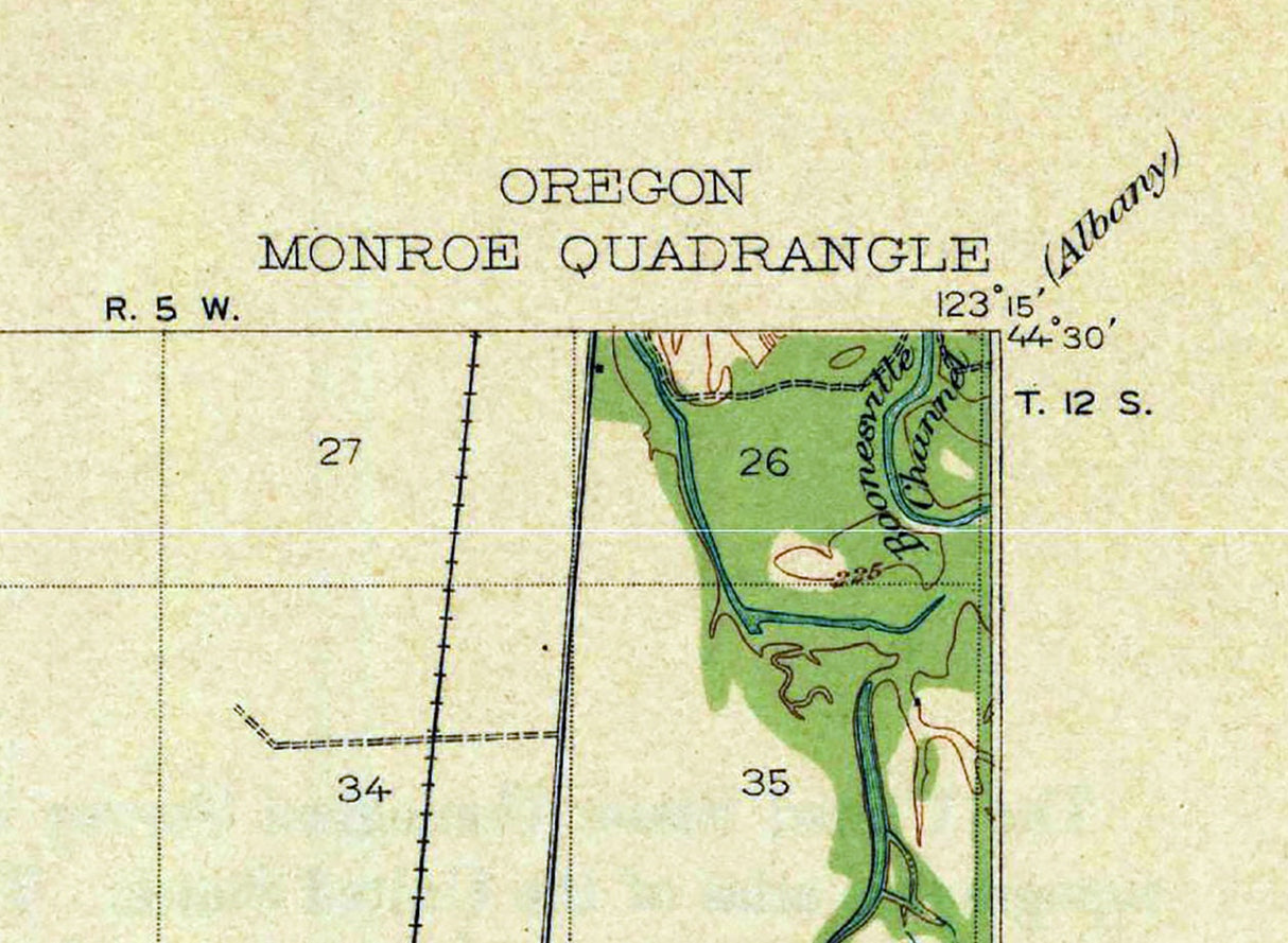 1922 Topo Map of Monroe Oregon