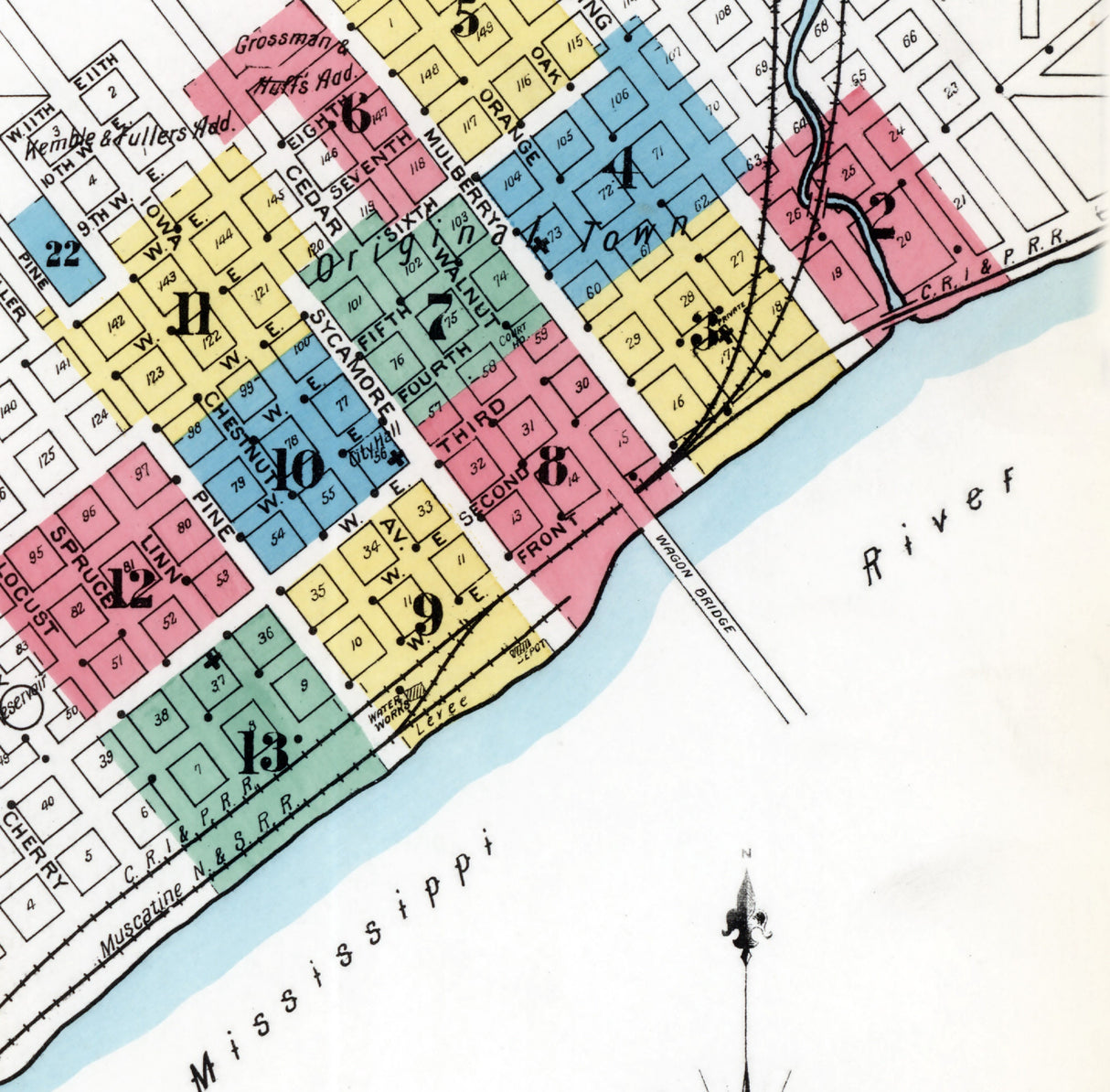 1899 Map of Muscatine Muscatine County Iowa