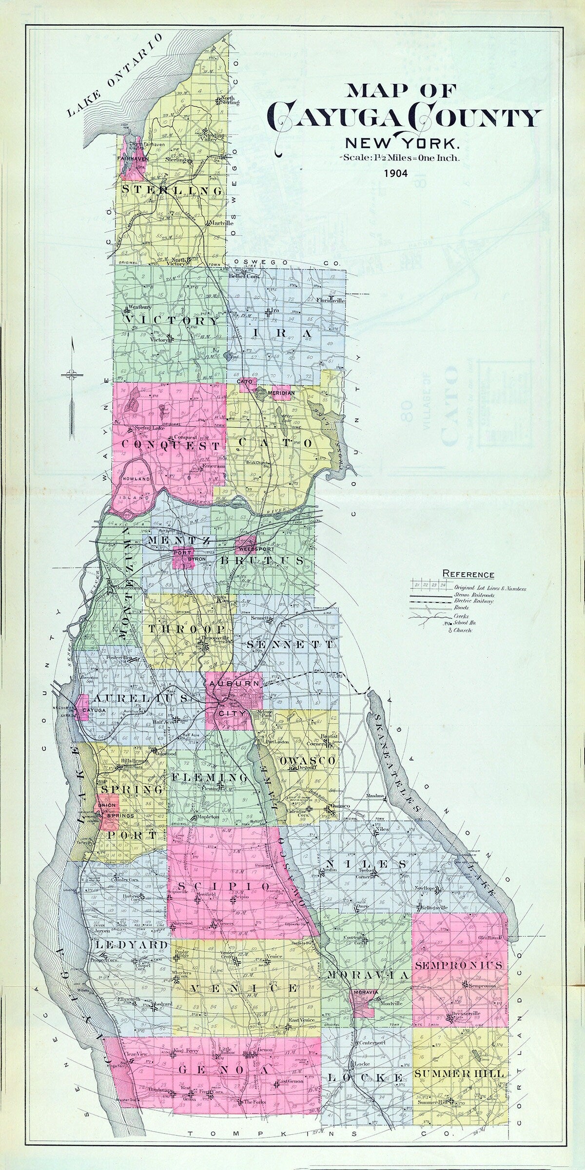 1904 Map of Cayuga County New York