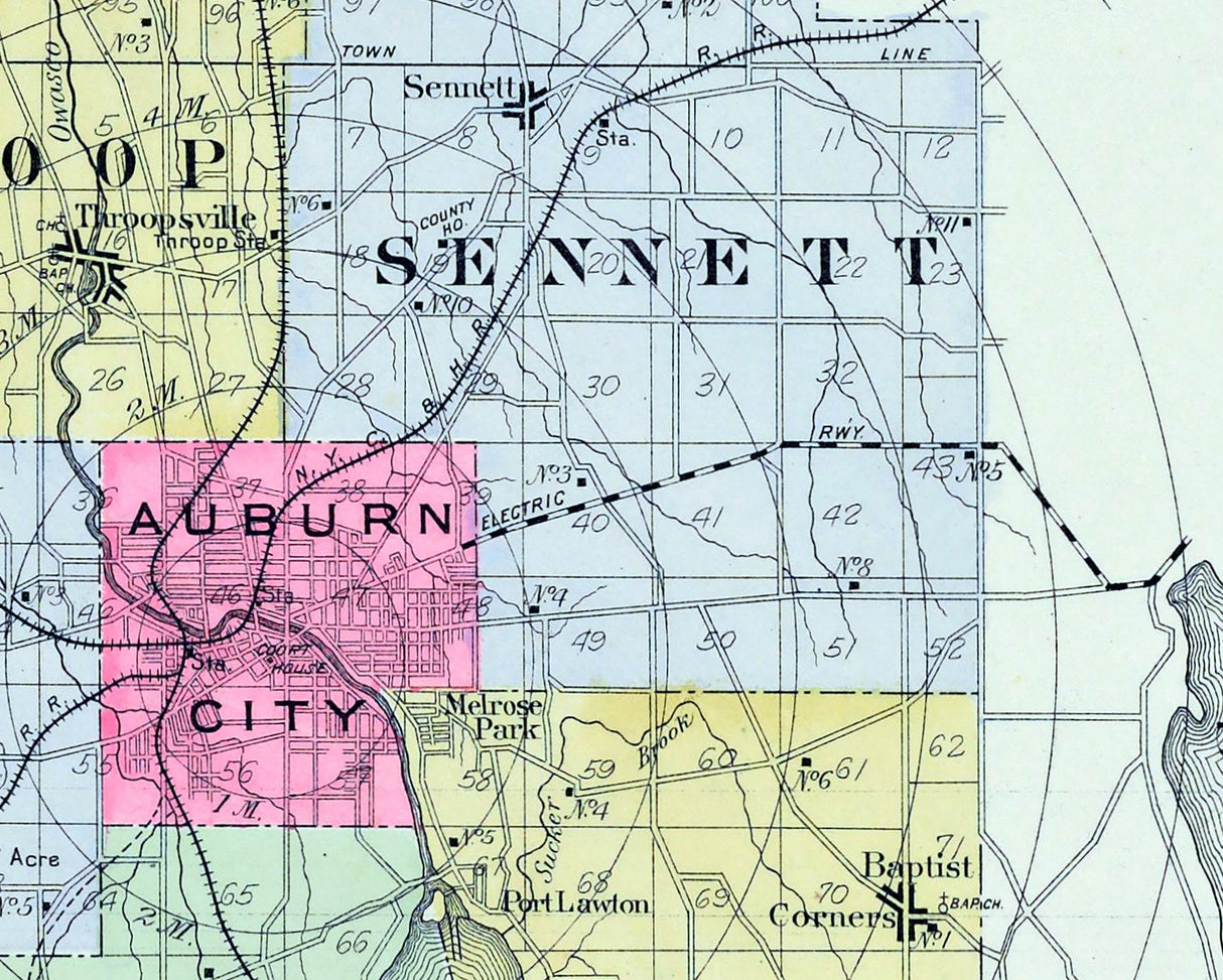 1904 Map of Cayuga County New York