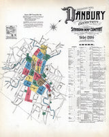 1904 Map of Danbury Fairfield County Connecticut