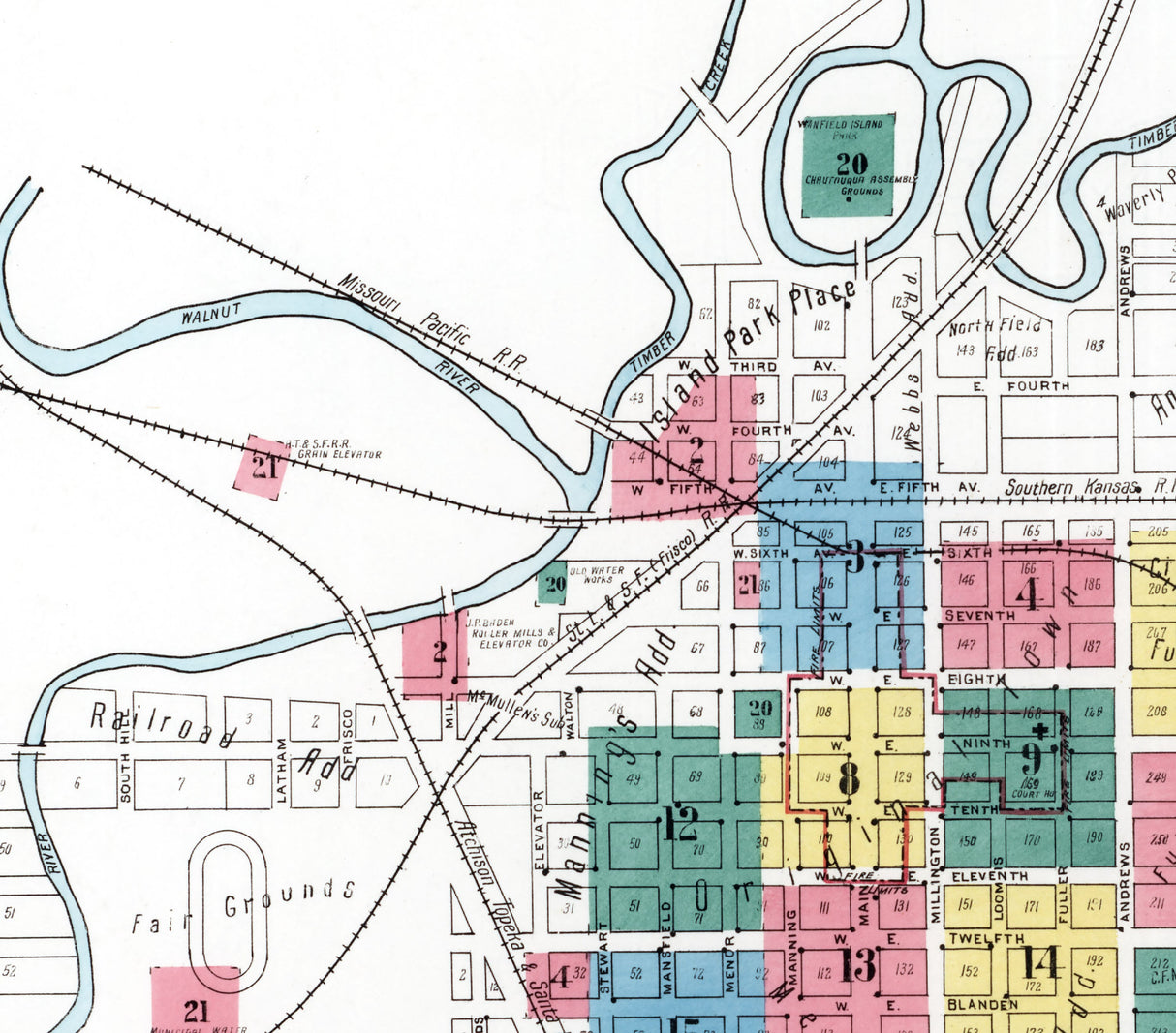 1912 Map of Winfield Cowley County Kansas
