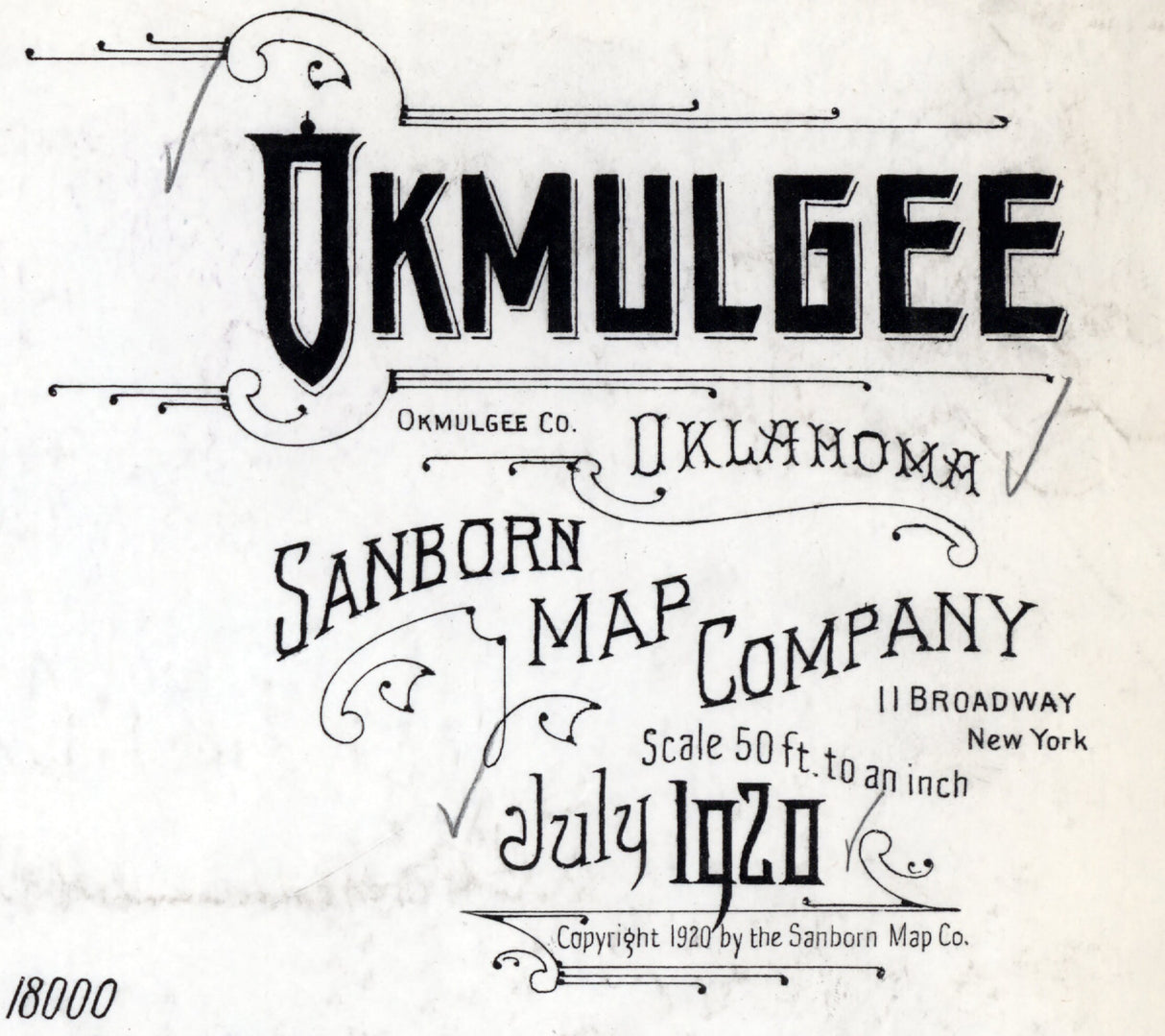 1920 Town Map of Okmulgee Oklahoma