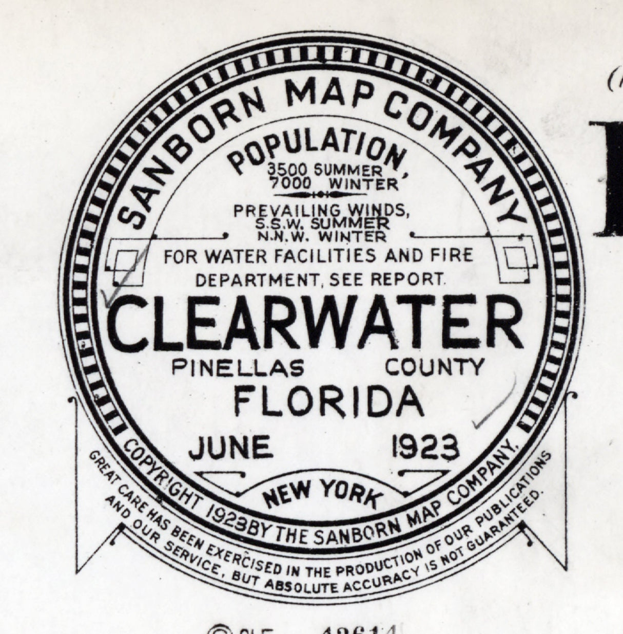 1923 Map of Clearwater Pinellas County Florida