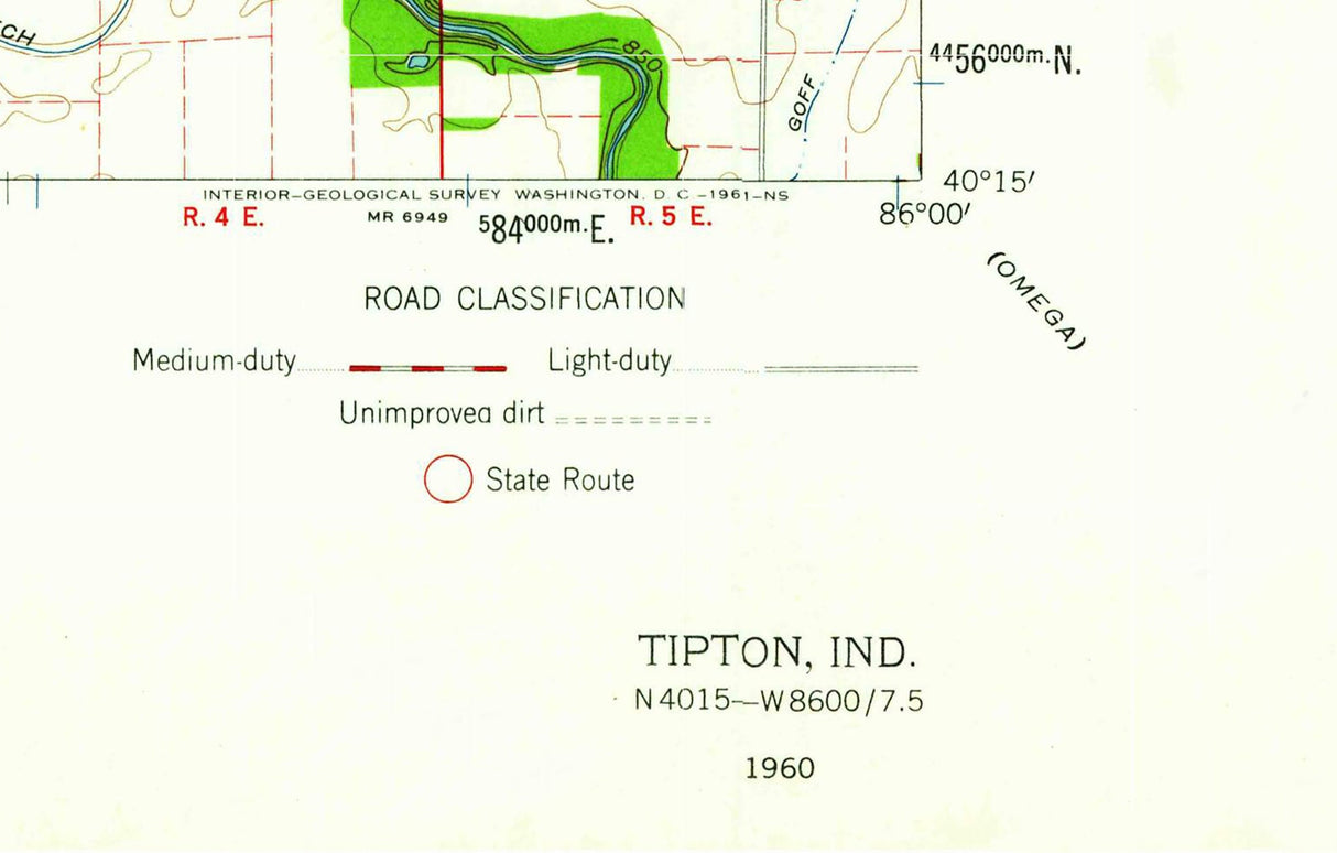 1960 Topo Map of Tipton Indiana Quadrangle