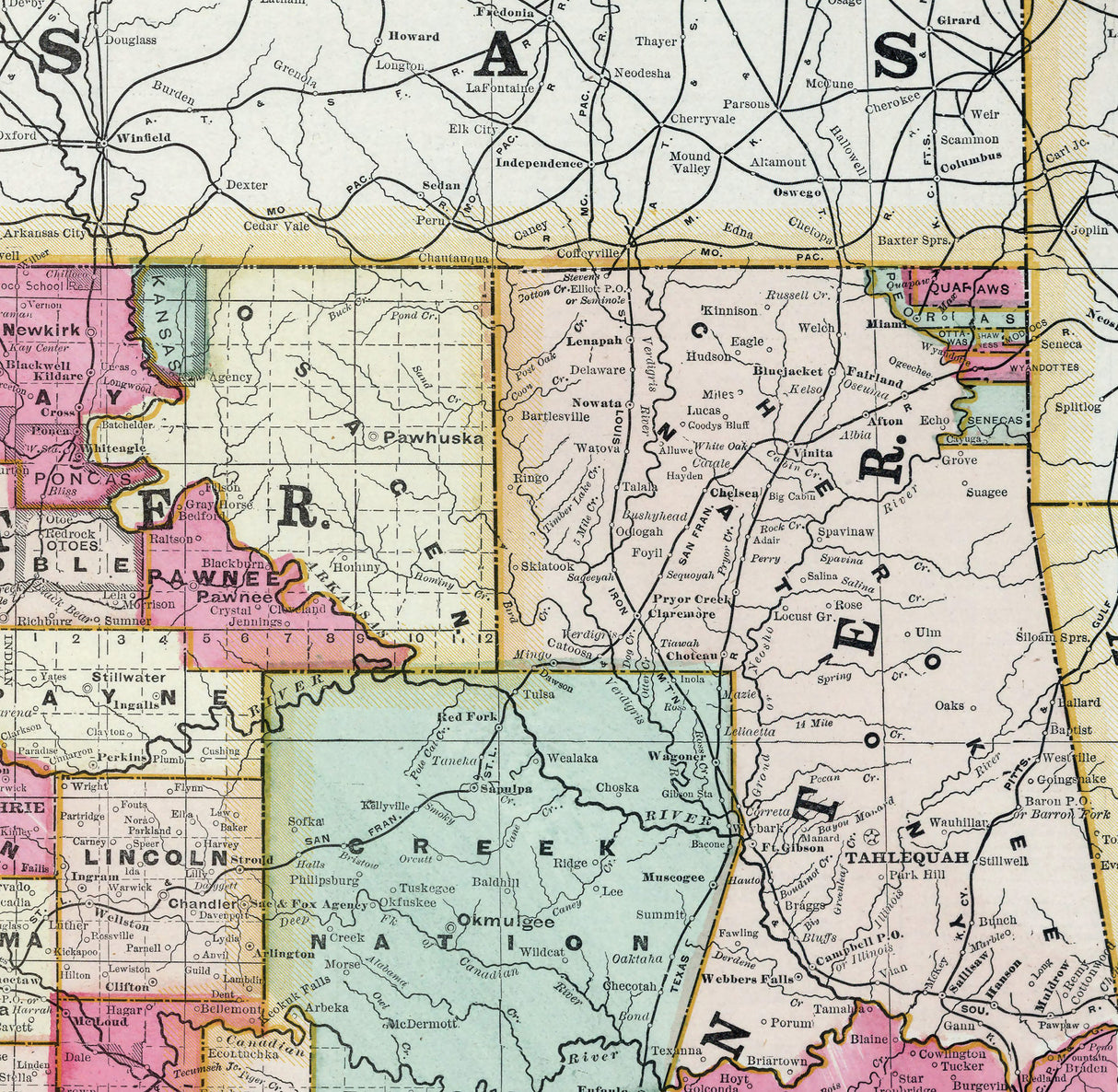 1899 Map of Oklahoma and Indian Territory