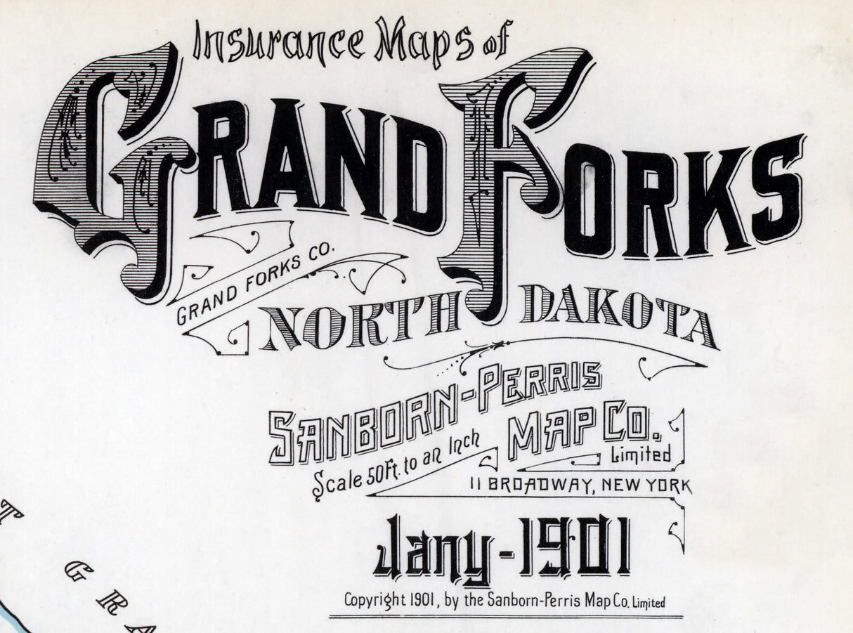 1901 Town Map of Grand Forks Grand Forks County North Dakota