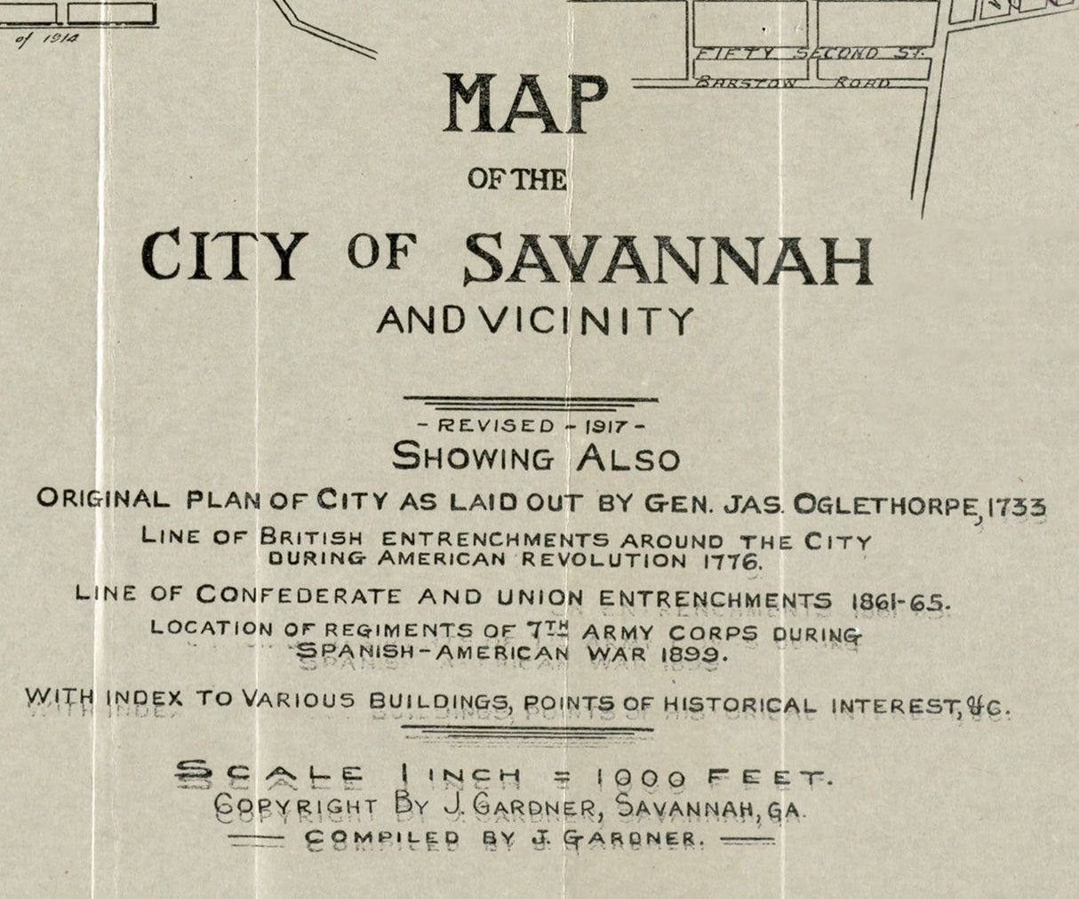 1917 Map of Savannah Georgia
