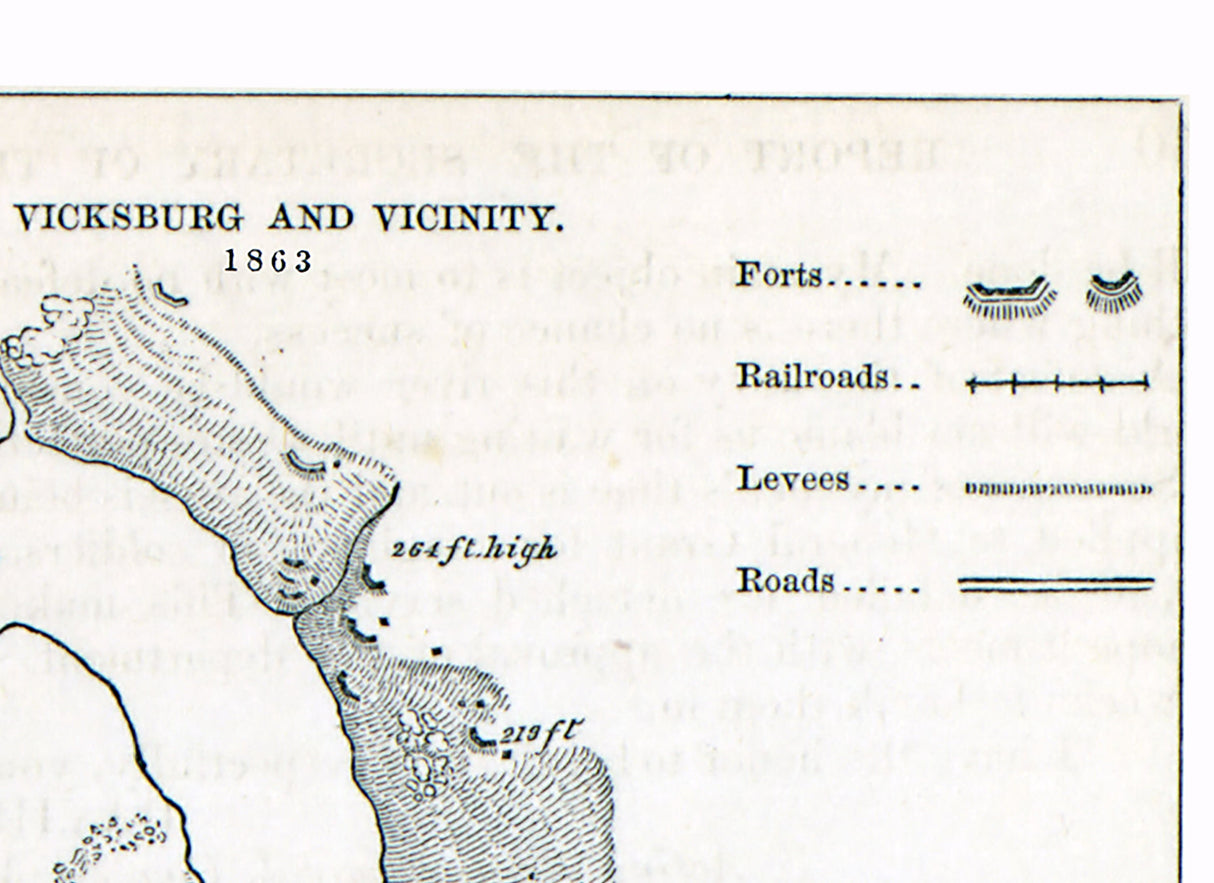 1863 Map of Vicksburg and vicinity Mississippi