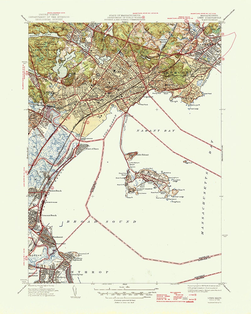 1946 Map of Nahant Massachusetts