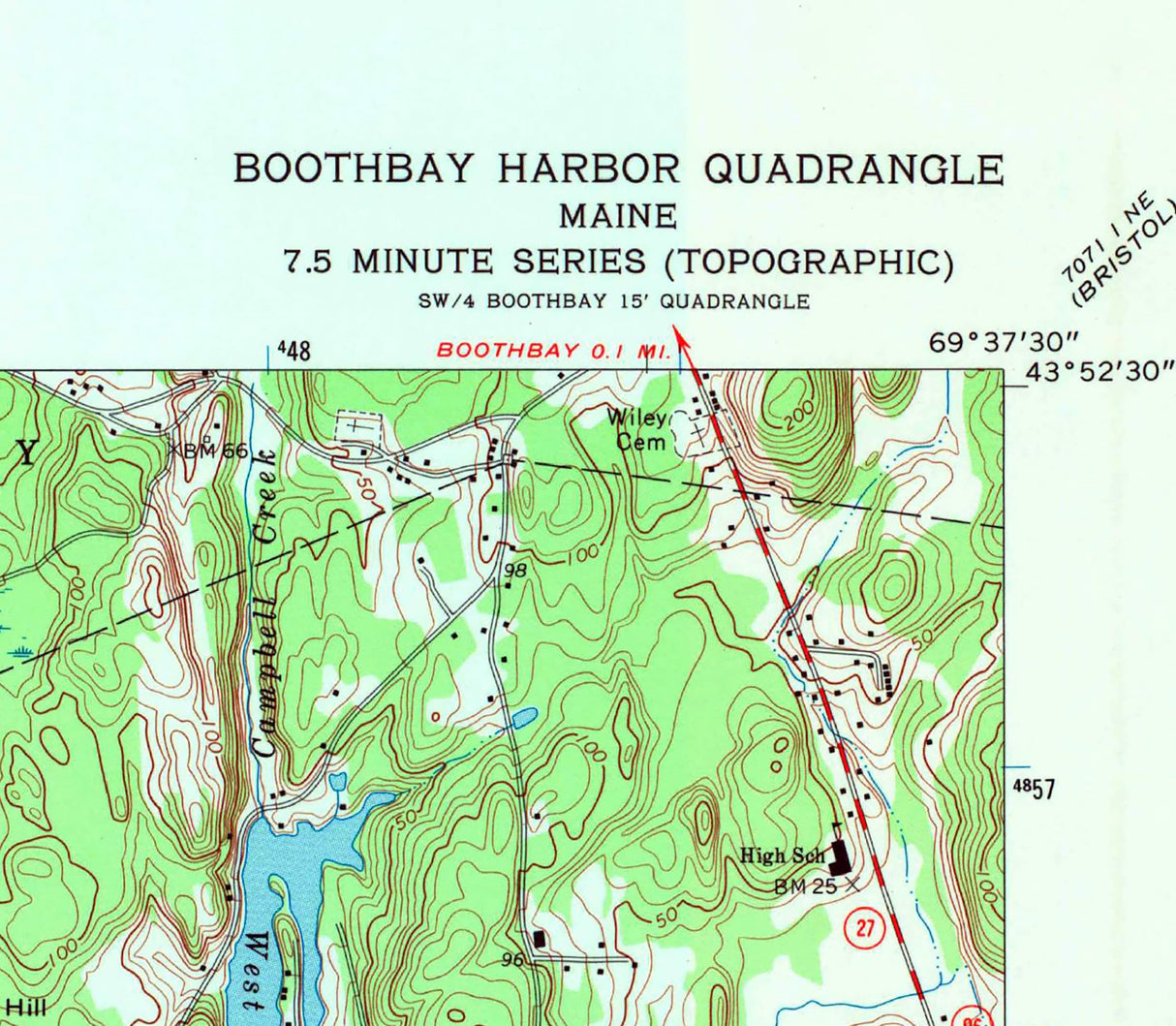 1974 Map of Boothbay Harbor Maine