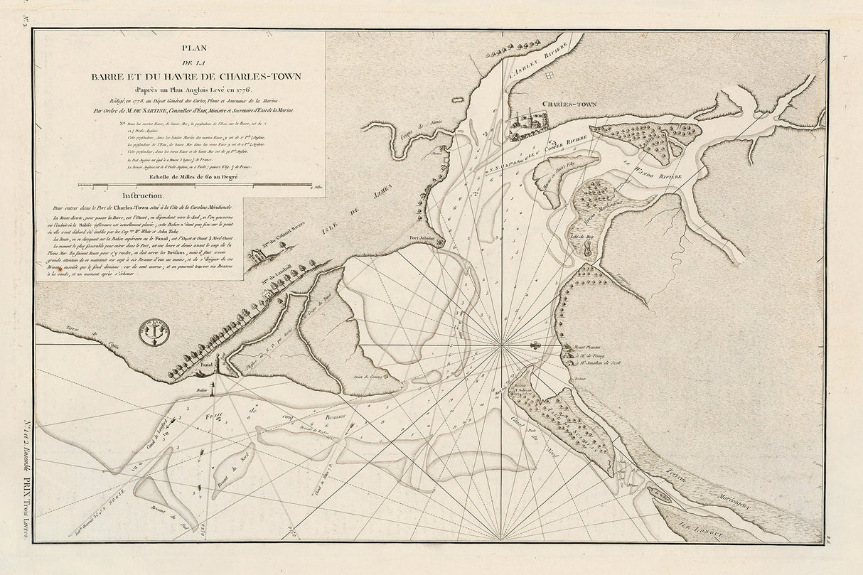 1778 Map of Charleston South Carolina and Harbor