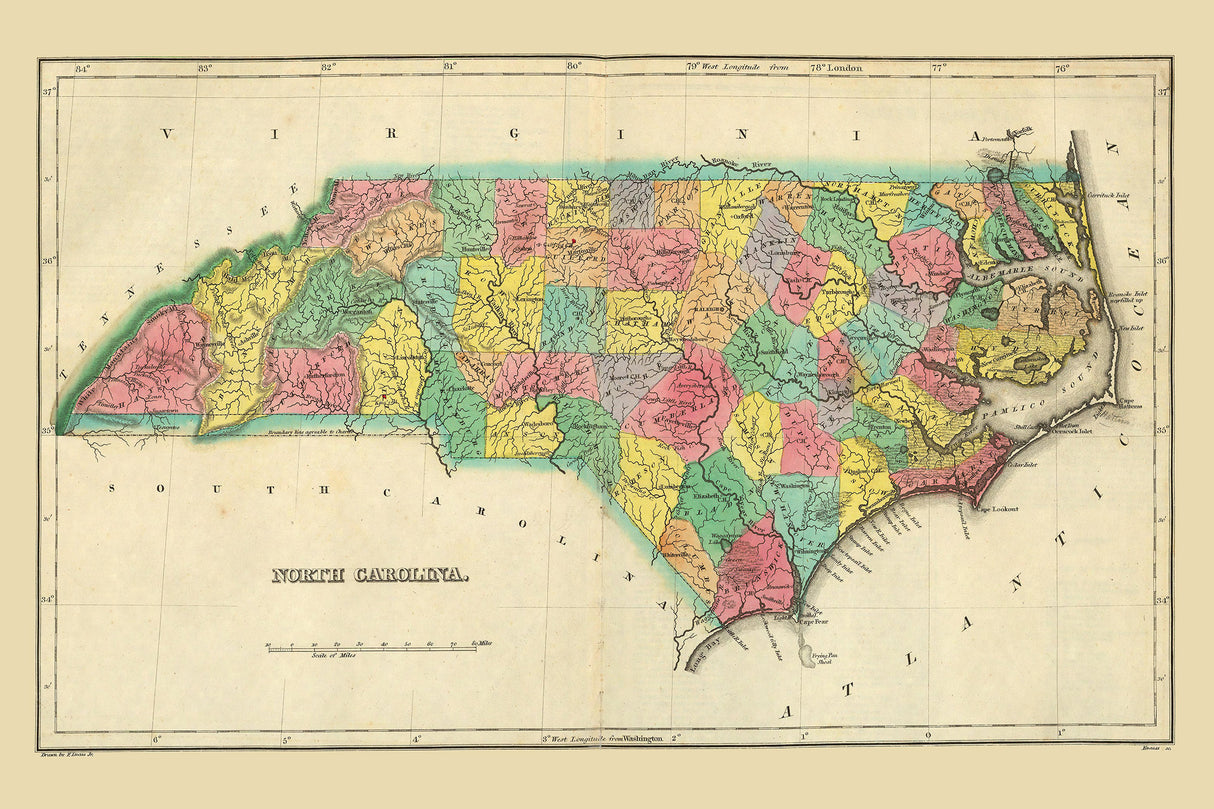 1822 Map of North Carolina