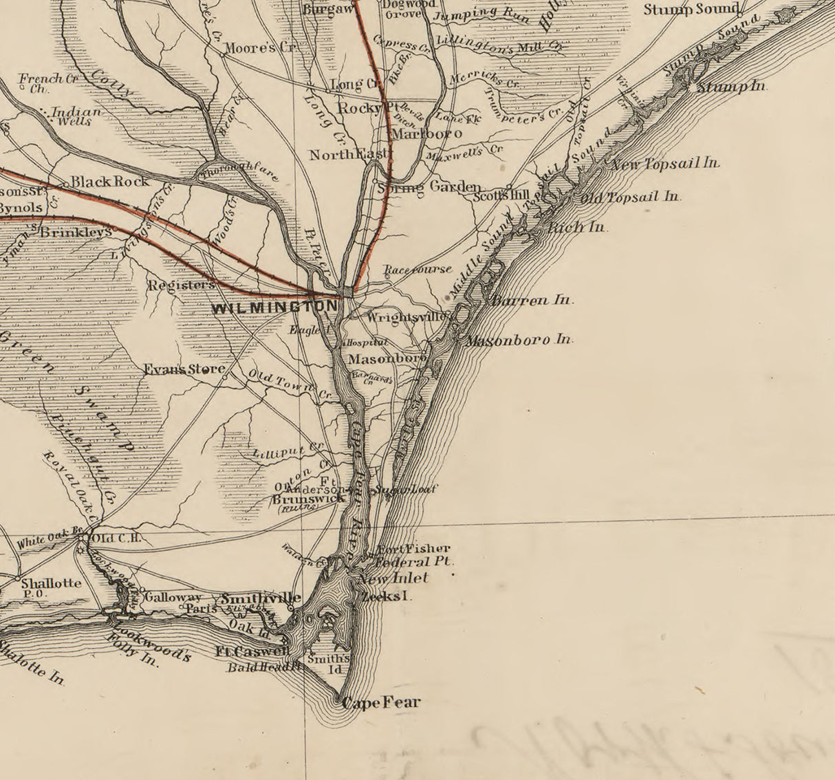 1865 Map of North and South Carolina