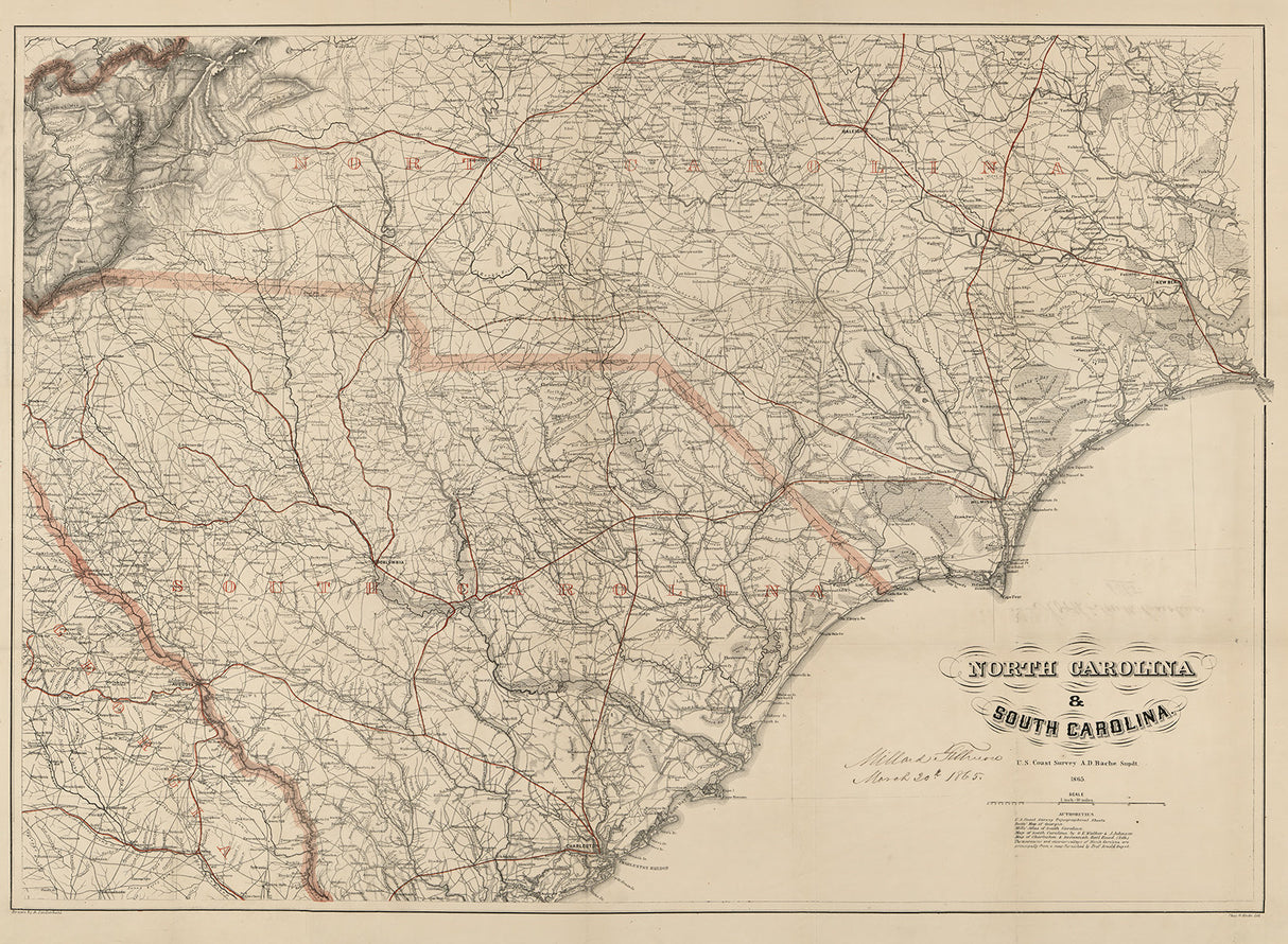 1865 Map of North and South Carolina