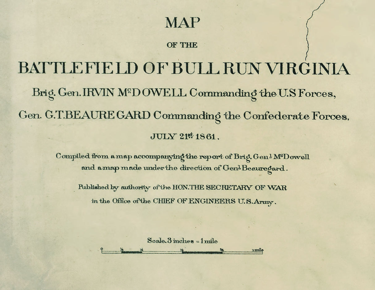 1861 Map of Bull Run Virginia Battlefield