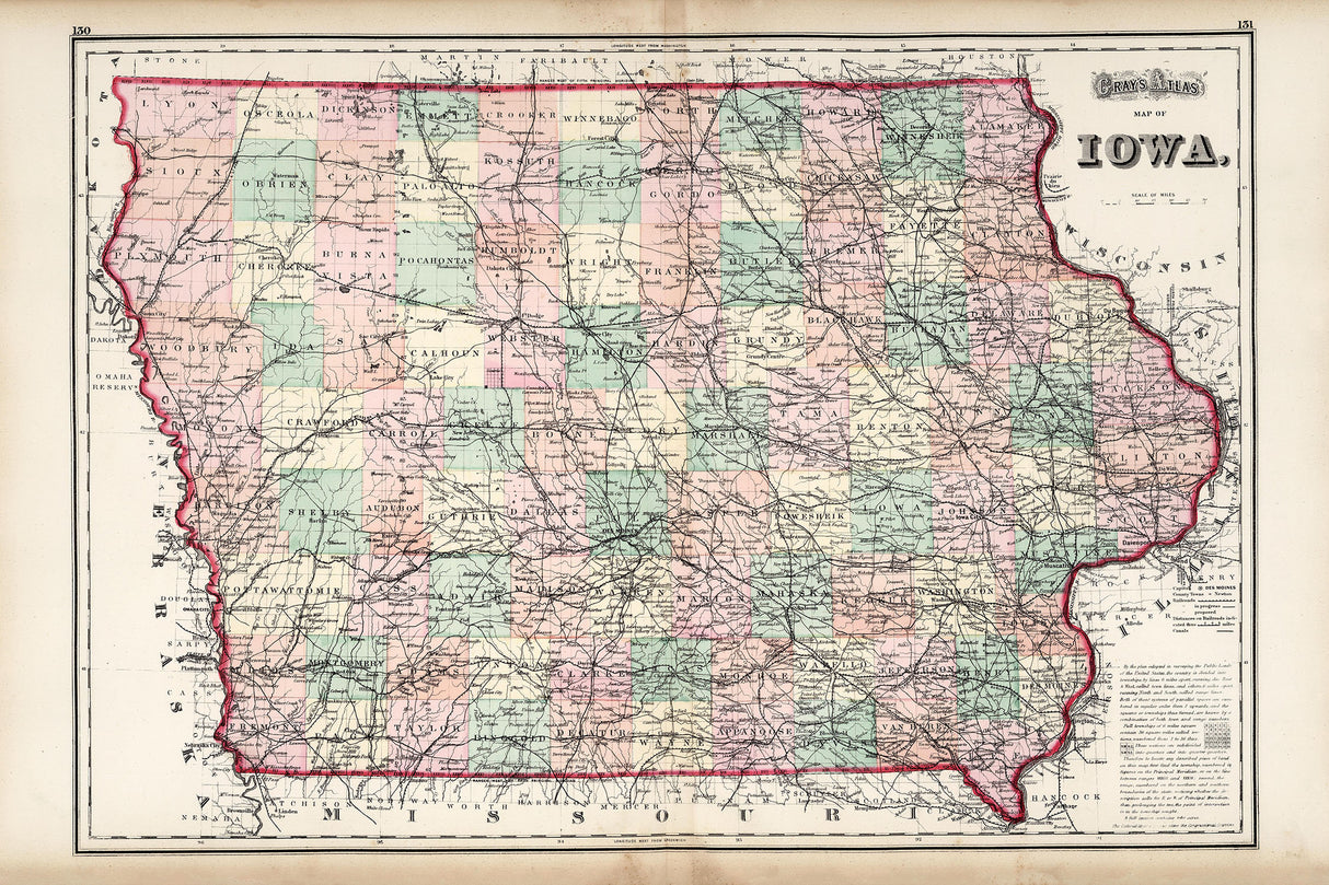 1873 Map of Iowa