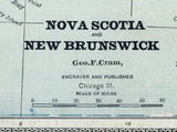 1883 Map of Nova Scotia and New Brunswick