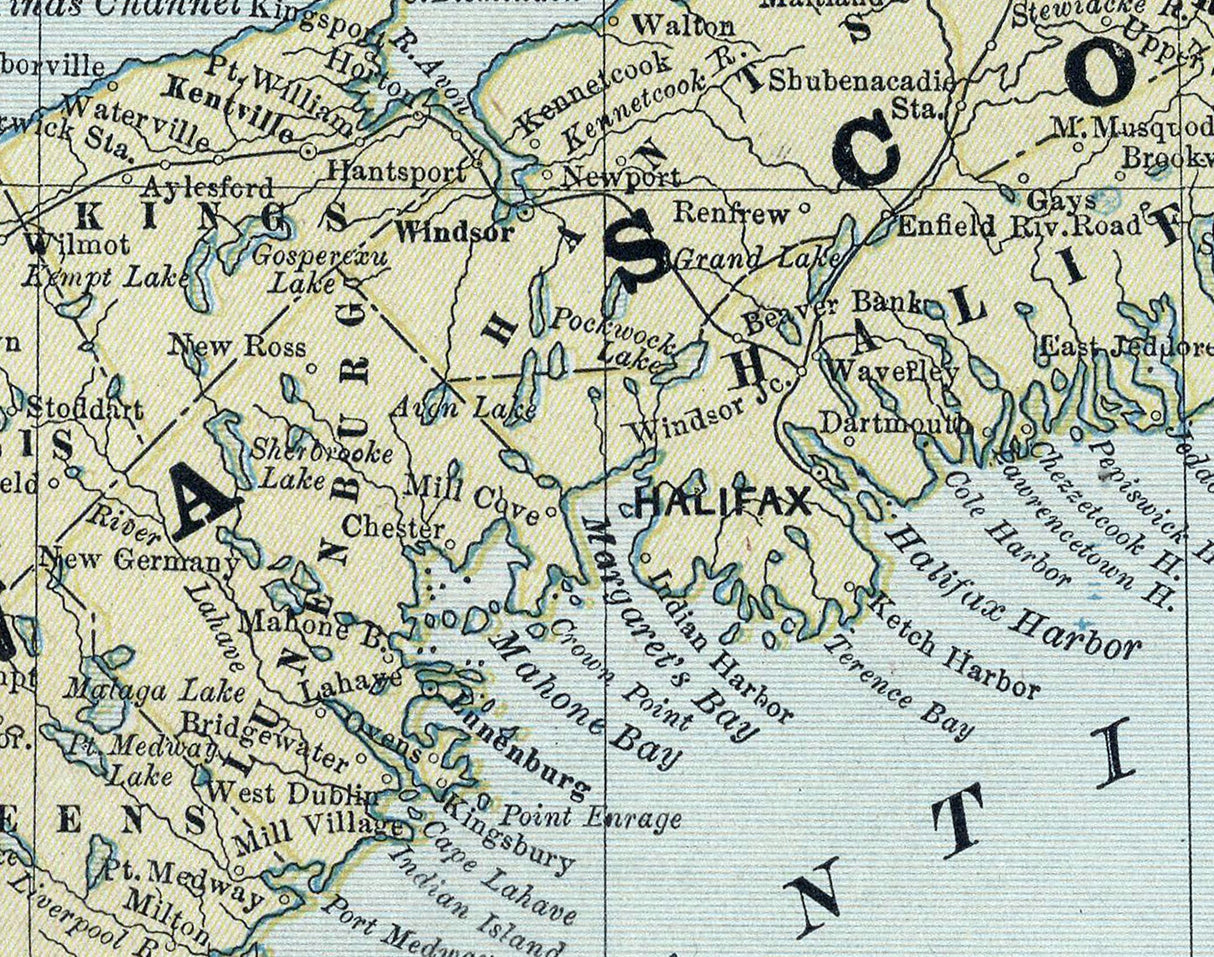 1883 Map of Nova Scotia and New Brunswick