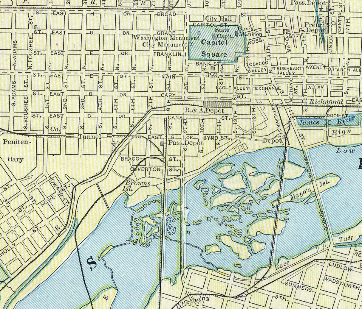 1899 Map of Richmond and Manchester Virginia