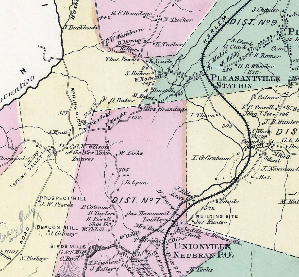 1867 Map of Mt Pleasant Westchester County New York