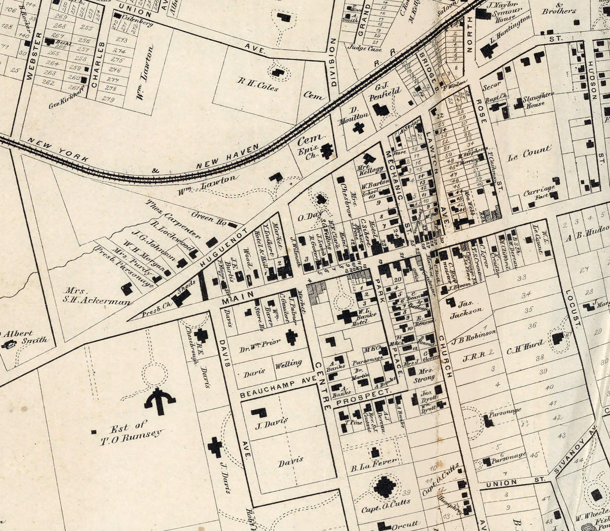 1867 Map of New Rochelle Westchester County New York