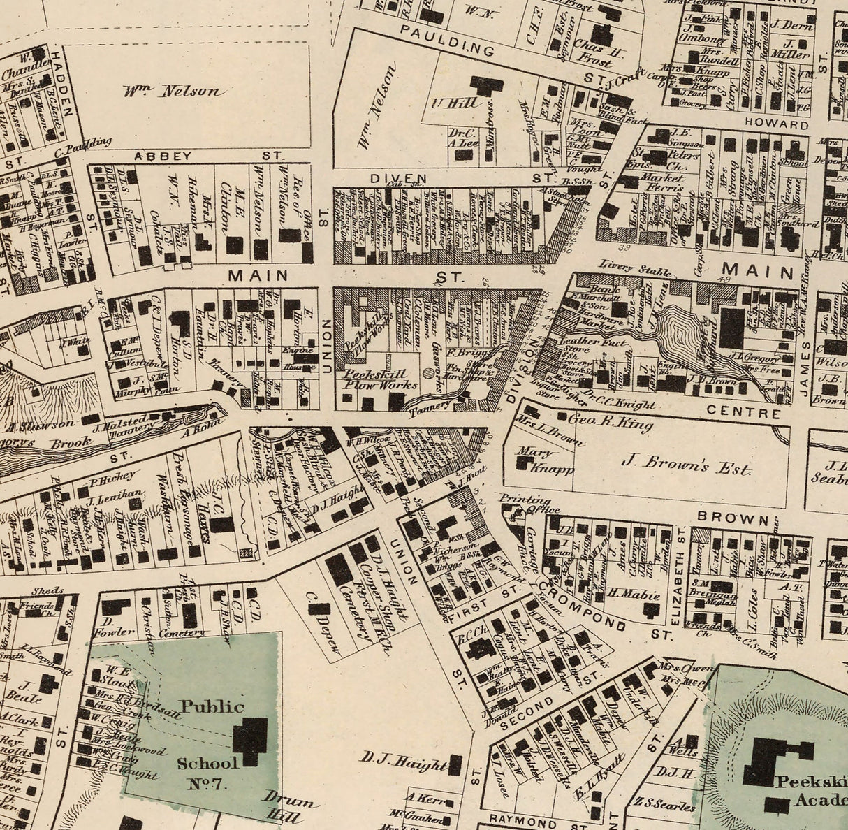 1867 Map of Peekskill Westchester County New York