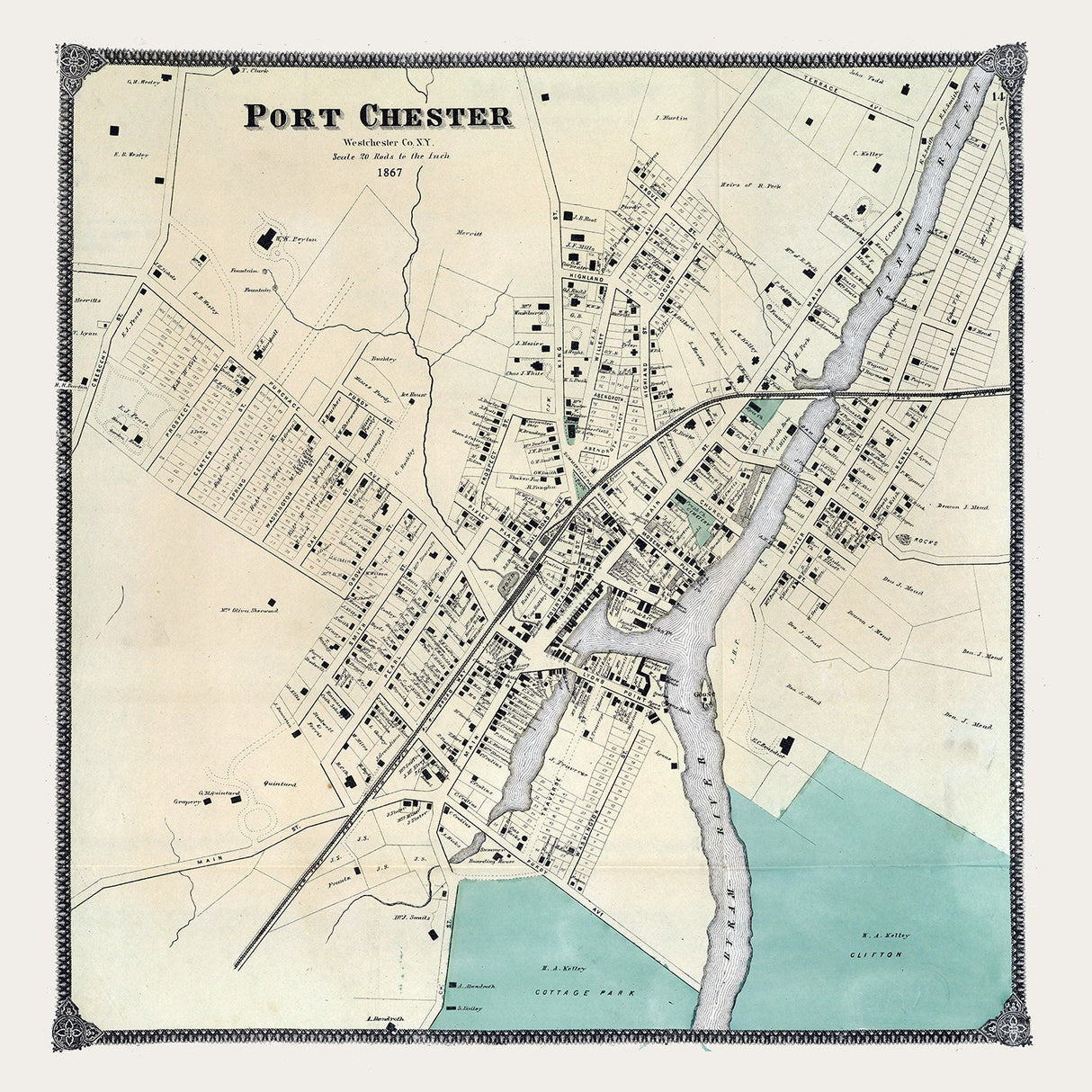 1867 Map of Port Chester Westchester County New York