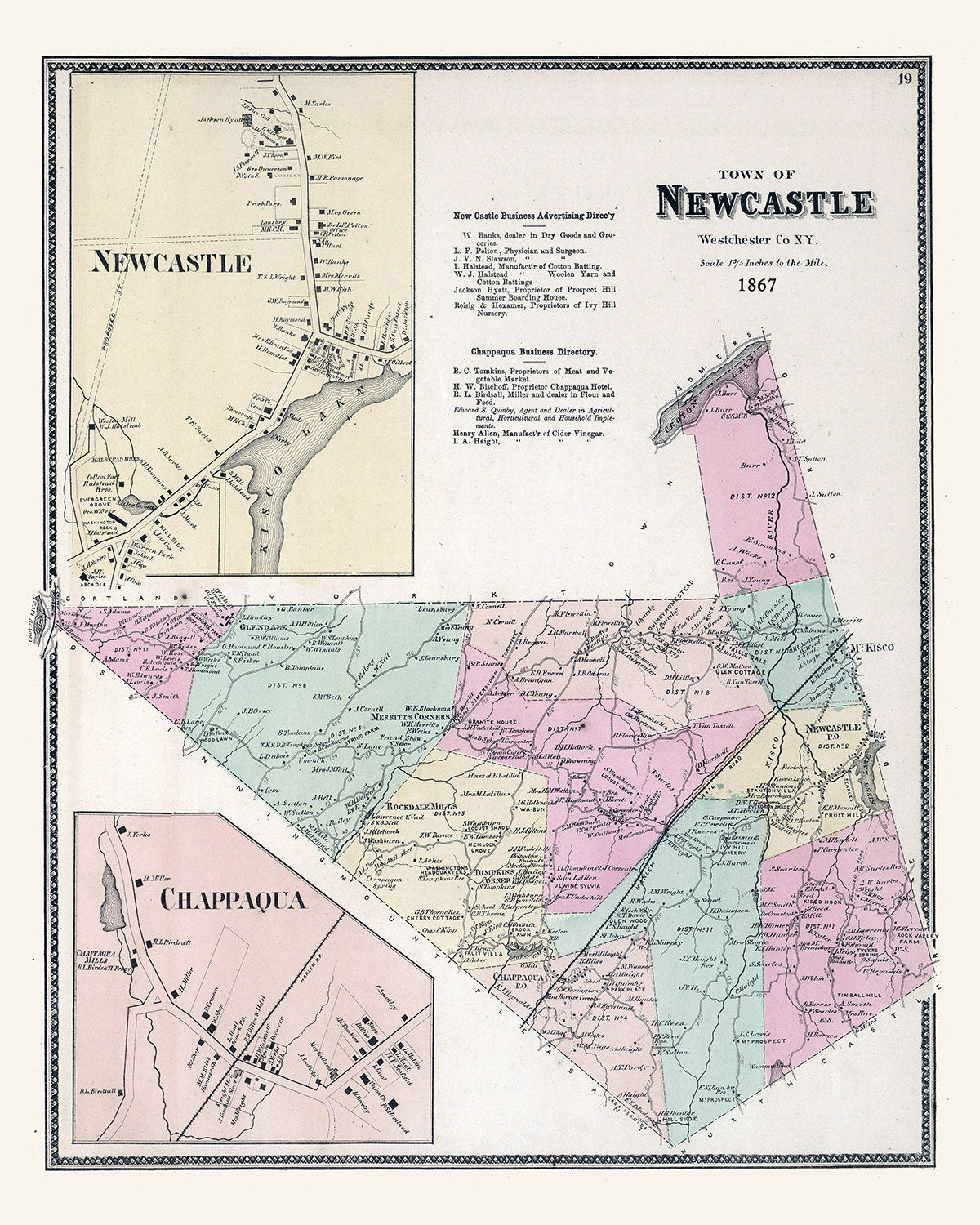 1867 Map of Newcastle Westchester County New York