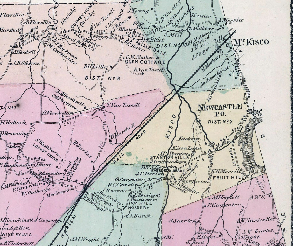 1867 Map of Newcastle Westchester County New York