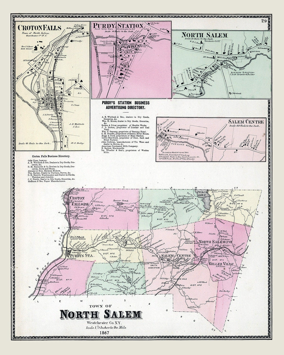 1867 Map of North Salem Westchester County New York