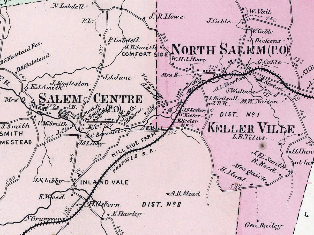 1867 Map of North Salem Westchester County New York