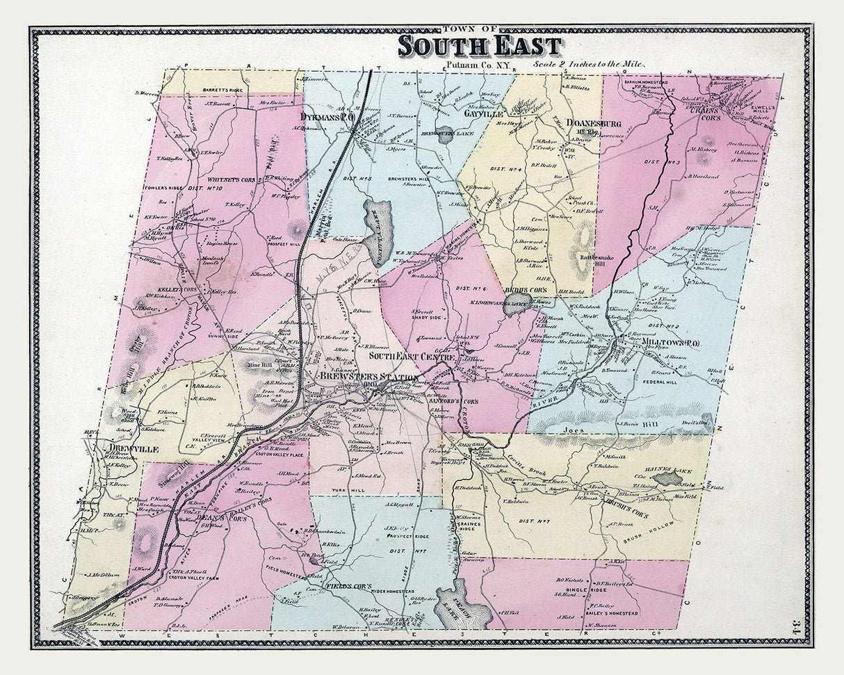 1867 Map of South East Putnam County New York