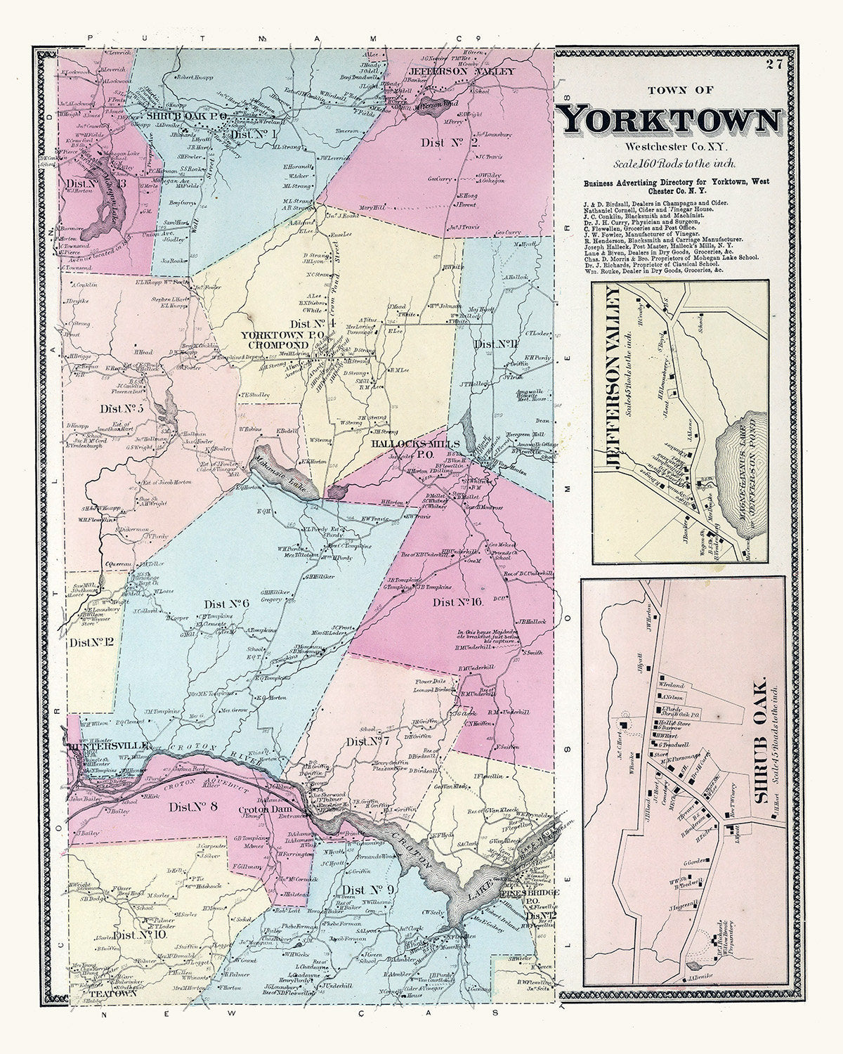 1867 Map of Yorktown Westchester County New York