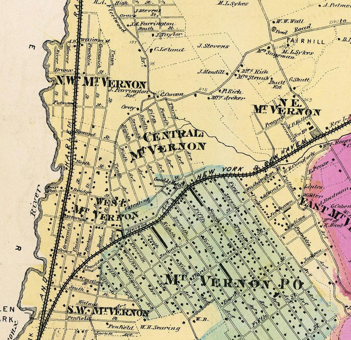 1868 Map of East Chester Westchester County New York