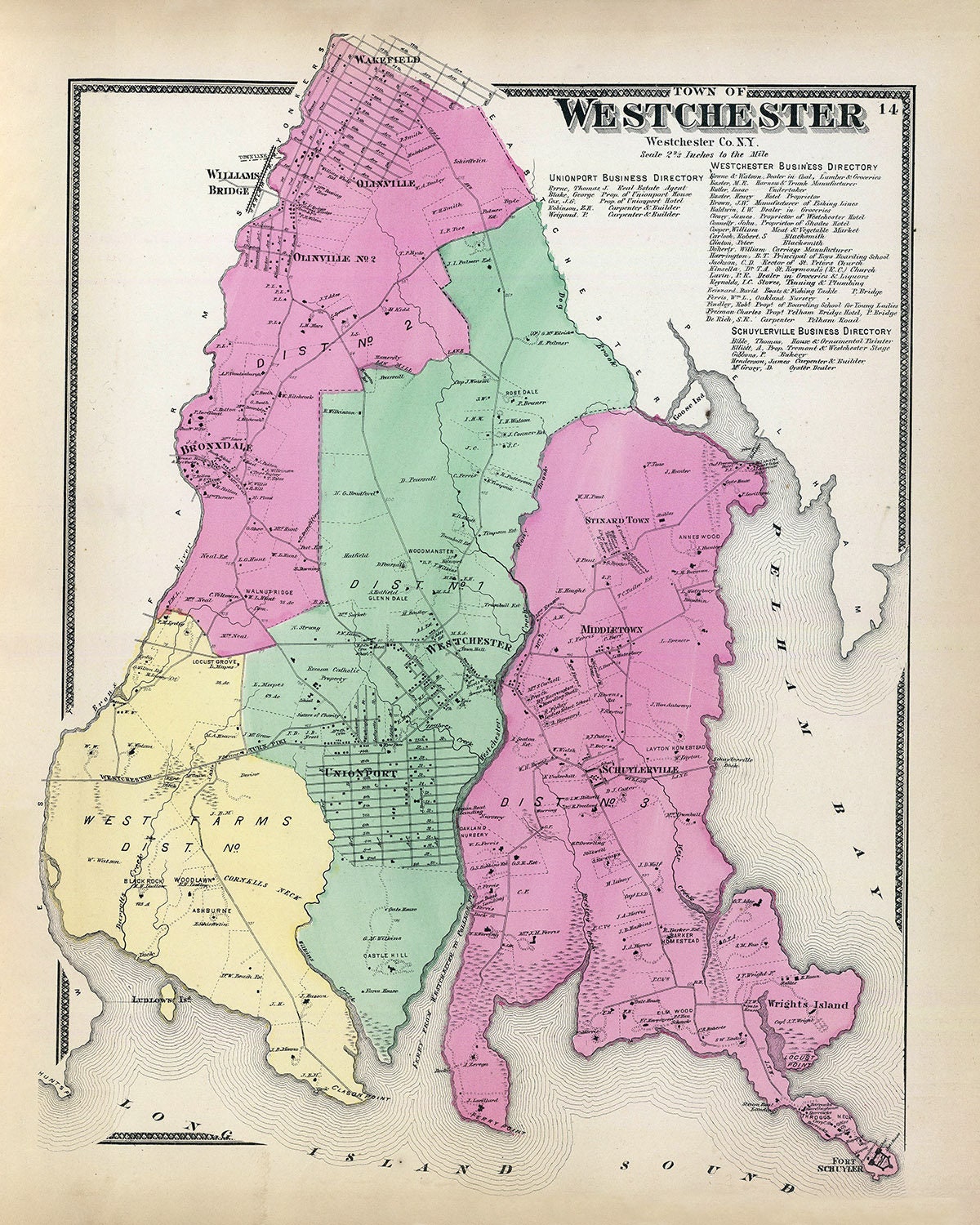 1868 Map of Westchester New York