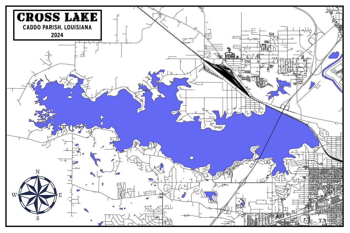 2024 Map of Cross Lake Caddo Parish Louisiana Shreveport