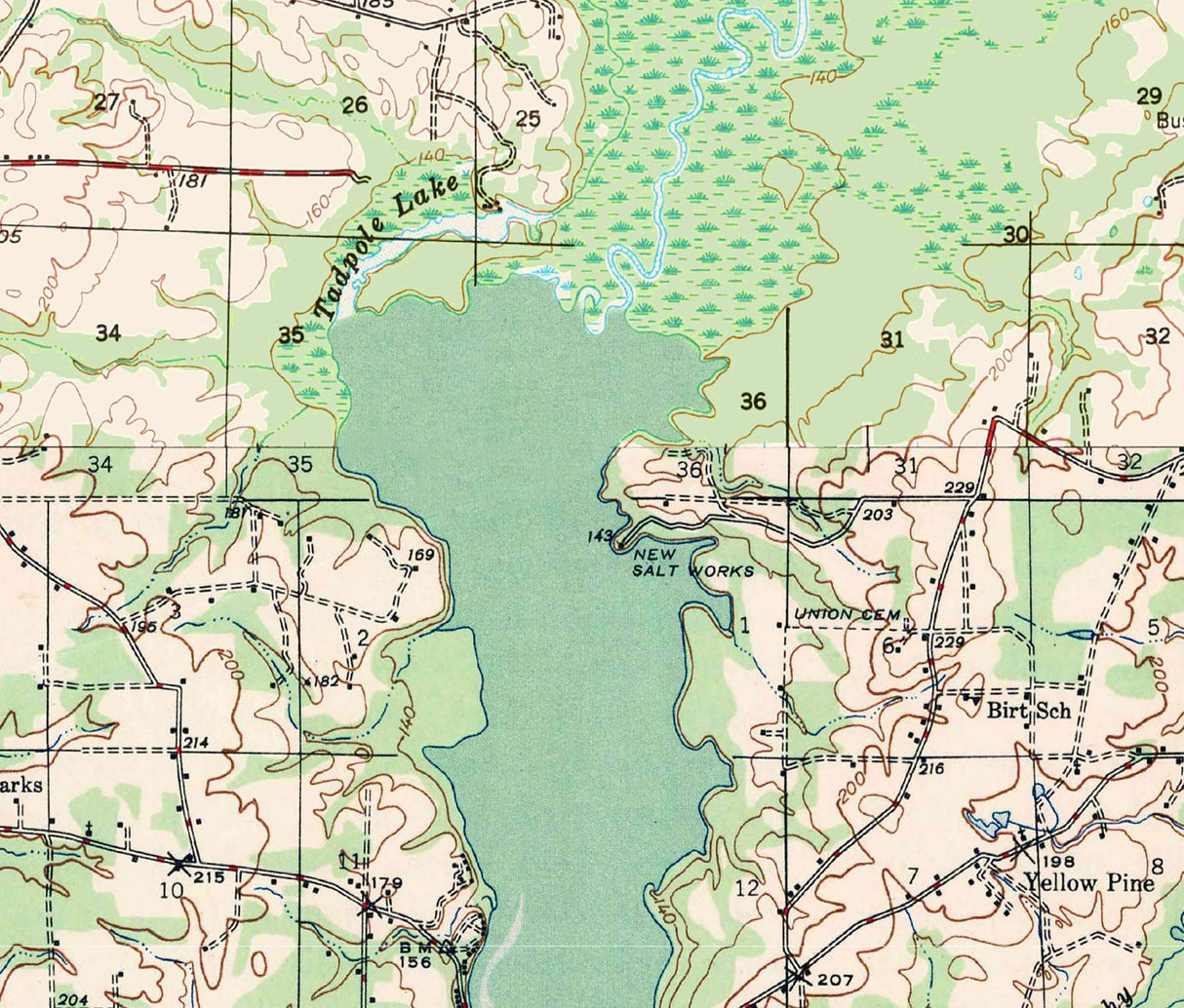 1947 Map of Lake Bistineau Louisiana Bienville Bossier and Webster Parish