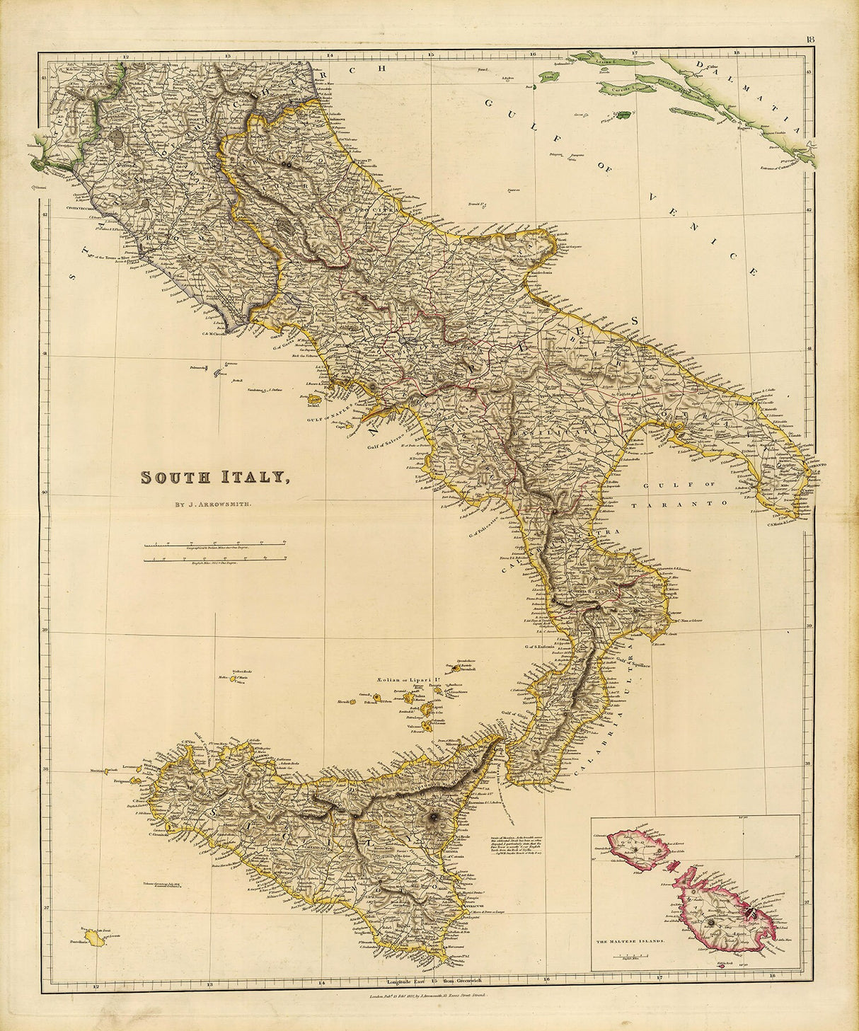 1832 Map of Southern Italy