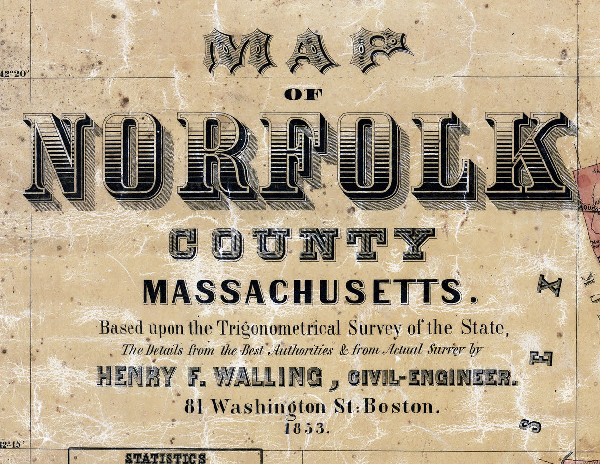 1853 Map of Norfolk County Massachusetts