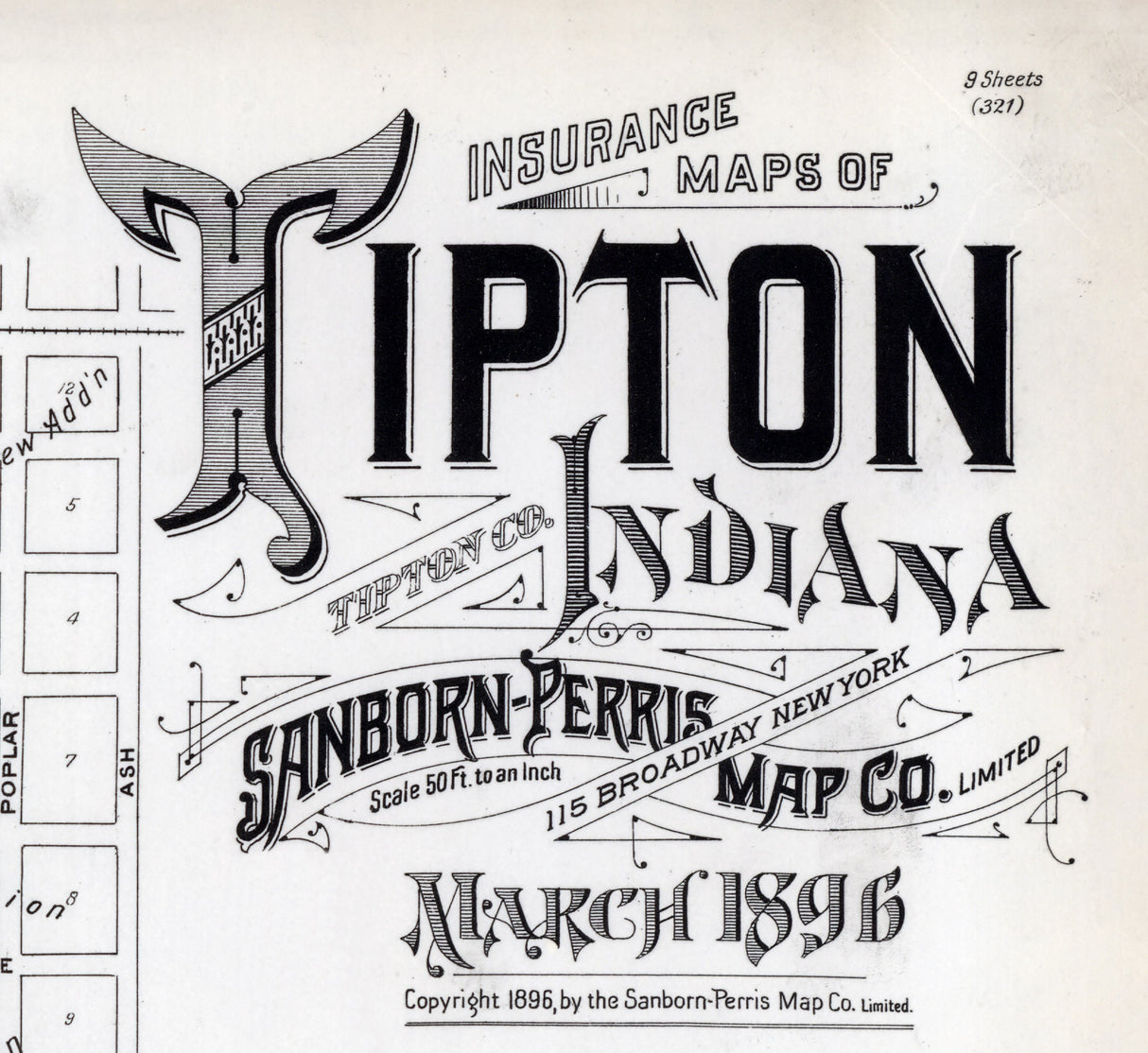 1896 Map of Tipton Indiana