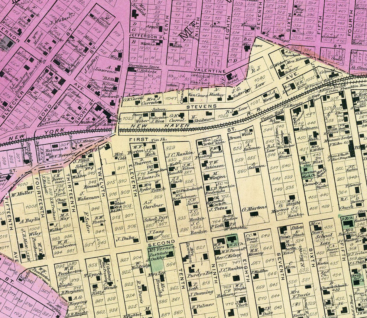 1868 Map of Mount Vernon Westchester County New York