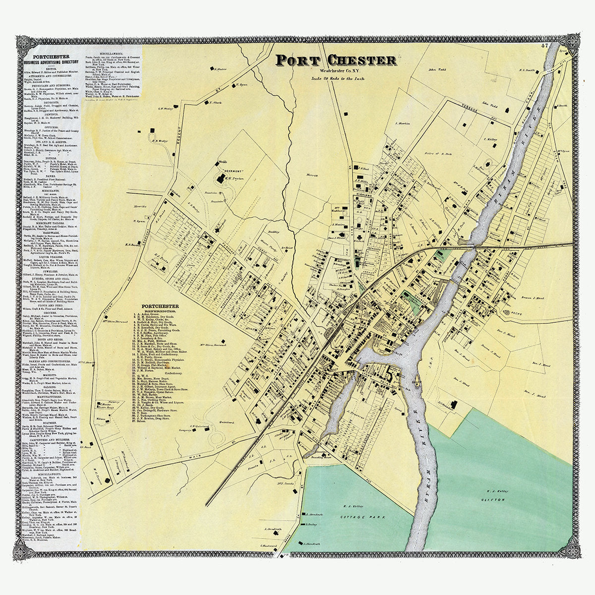 1868 Map of Port Chester Westchester County New York