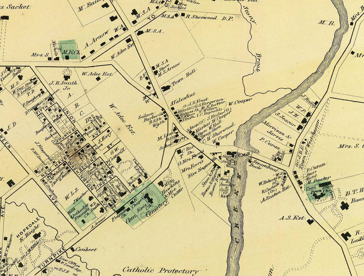 1868 Map of Unionport Westchester Schuylerville New York