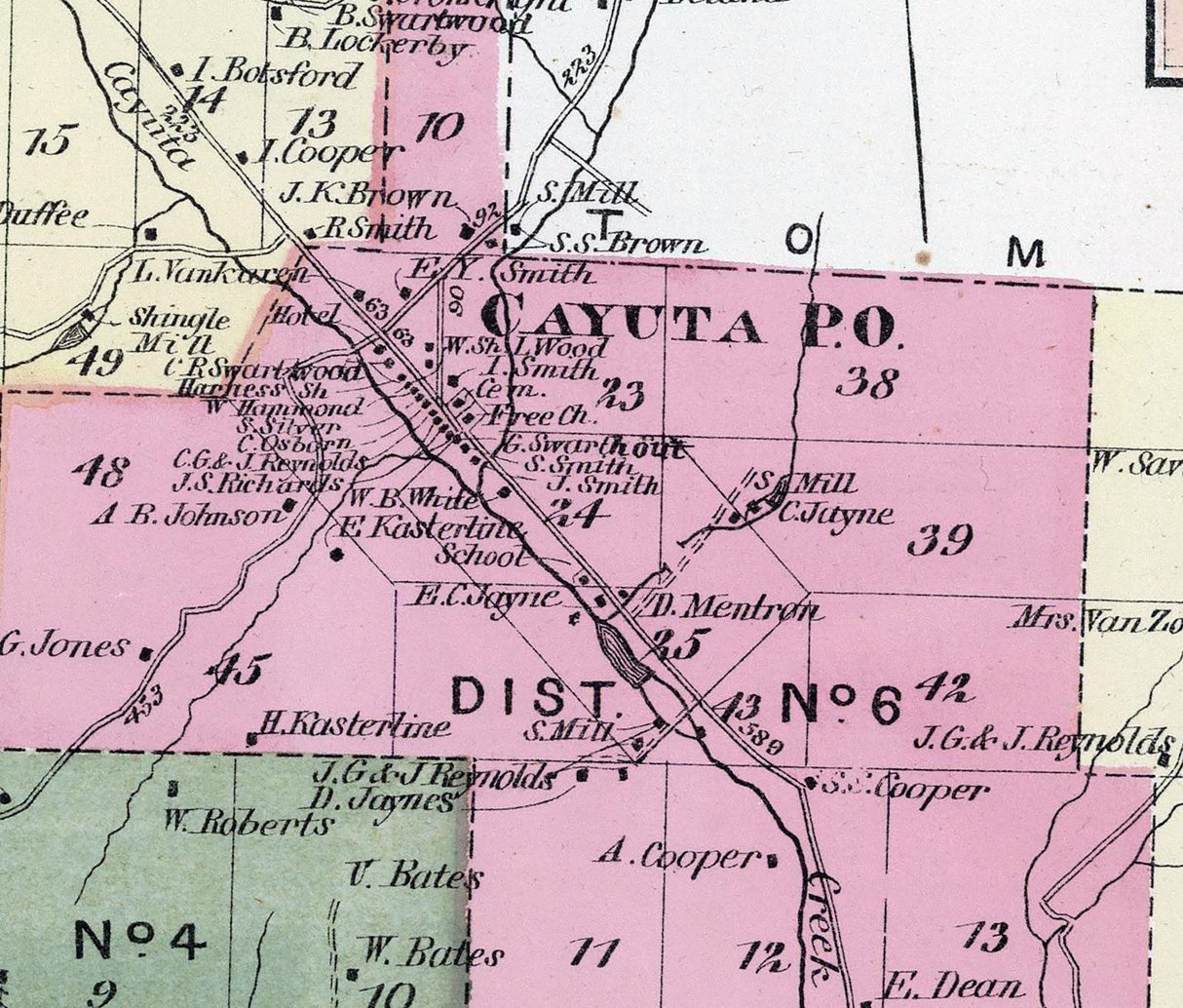 1874 Map of Cayuta Schuyler County New York