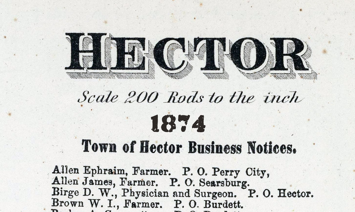 1874 Map of Hector Schuyler County New York